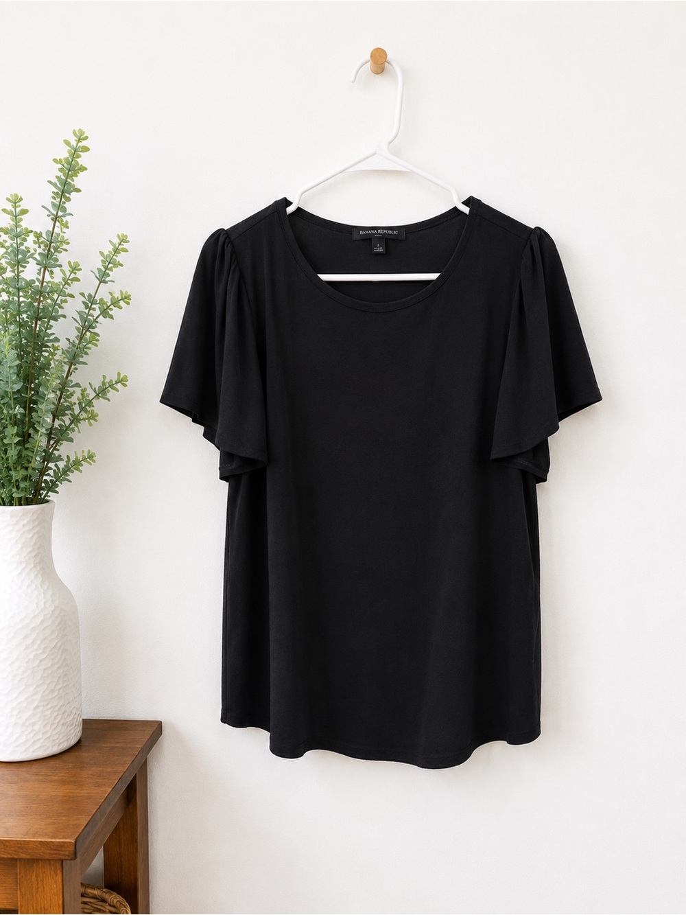Banana Republic Black Flutter Sleeve Top